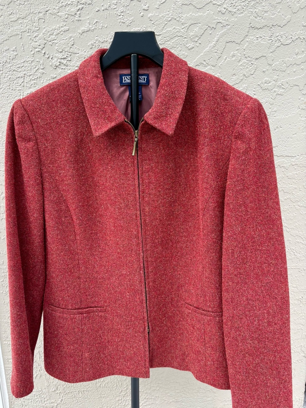 Vtg 90s Lands' End Women’s Wool Collared Zip-Up Jacket  12P